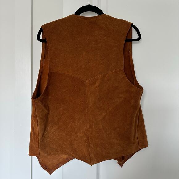 Brown Suede Leather Western Vest- Open Front, Boho Chic Layering VTG Vintage - Picture 3 of 5